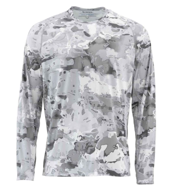 Simms Solarflex Crewneck Print CLoud Camo Grey Simms Solarflex Crewneck Print CLoud Camo Grey
